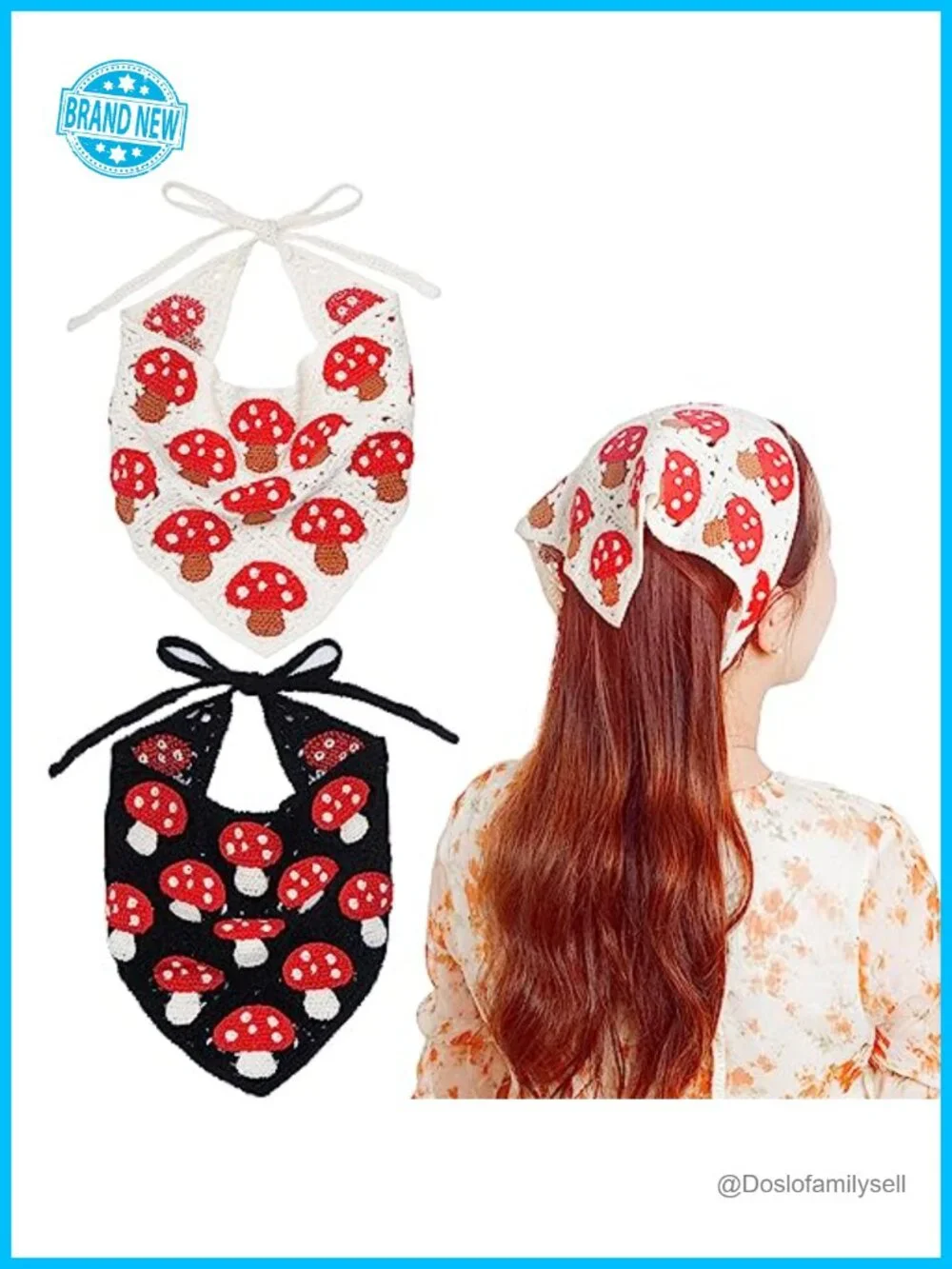 Crochet Bandana Headband Hair Scarf Knitted Wrap Headwrap Tie Back
